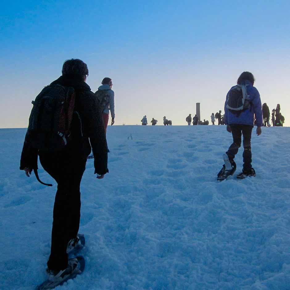 Nocturnal snow-shoes walking